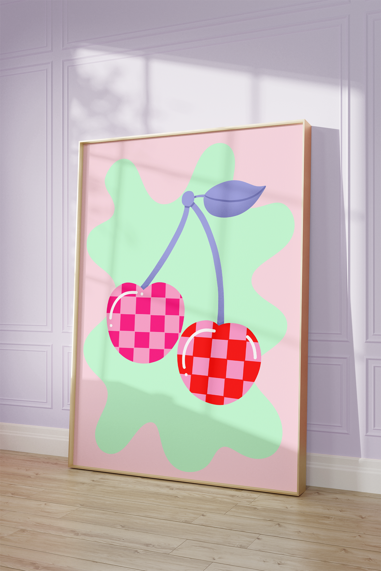 Checkerboard Cherries Print