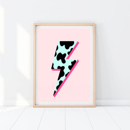 Cow Lightning Bolt Print