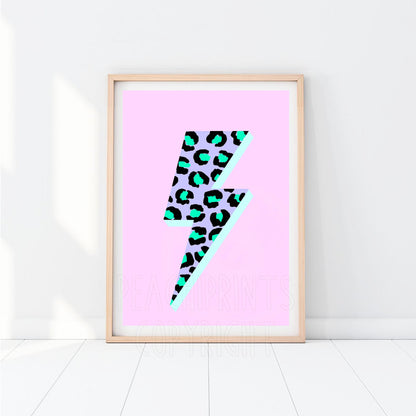 Pink Leopard Lightning Bolt Print