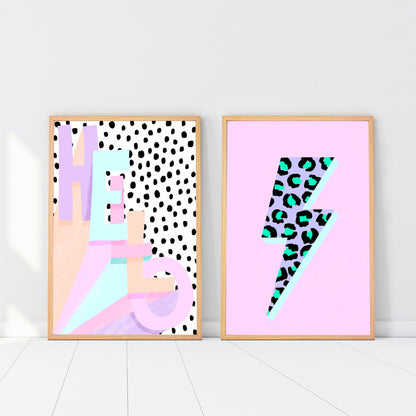Hello Pastel Rainbow Spots Print