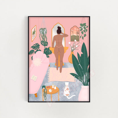 Plant Woman Bathroom II Print