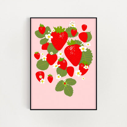 Botanical Strawberries Print