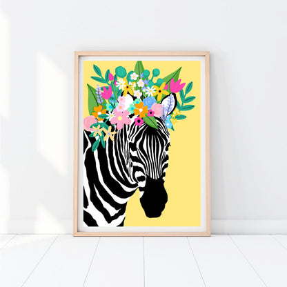Floral Zebra Crown Yellow Print