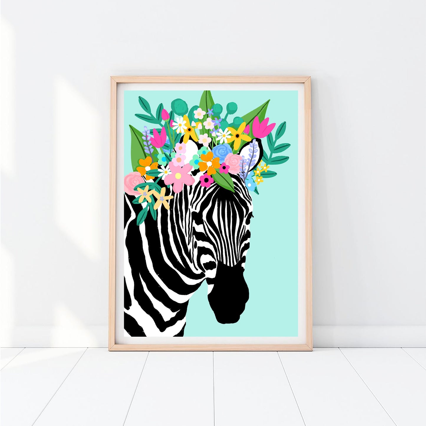Floral Crown Zebra Mint Print