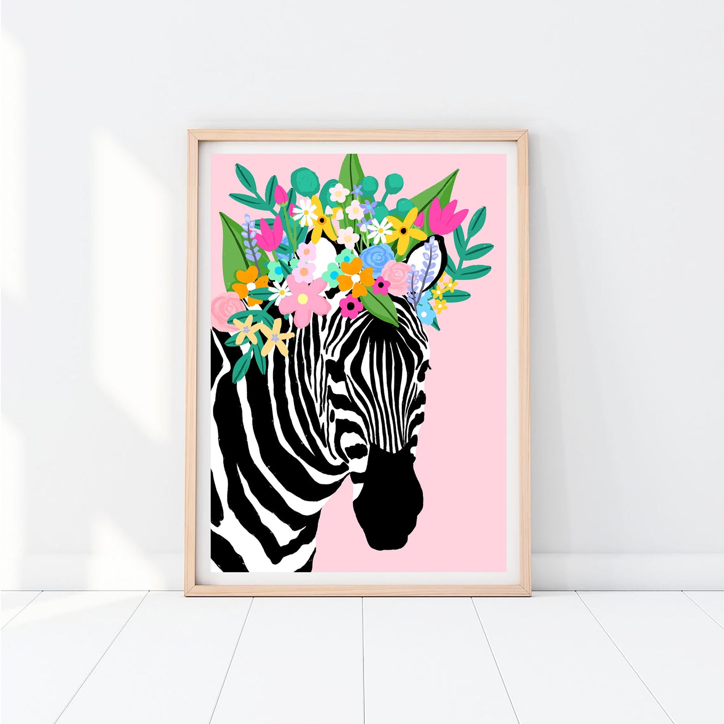 Floral Crown Zebra Pink Print