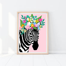 Load image into Gallery viewer, Floral Crown Zebra Pink Print
