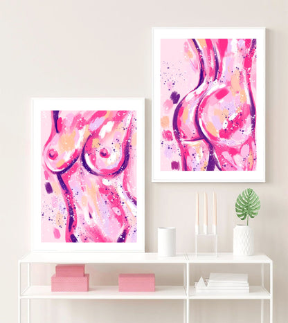 Pink Painted Boobs Print