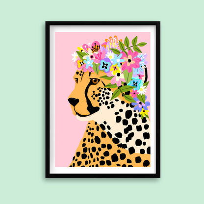 Cheetah Floral Crown Pink Print