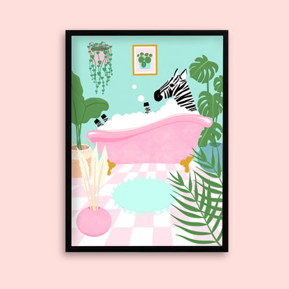 Zebra Bath Mint Print