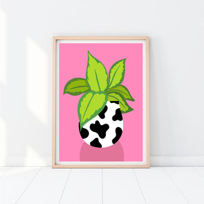 Cow Pot Plant Print