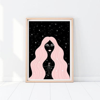 Pink Moon Goddess Print