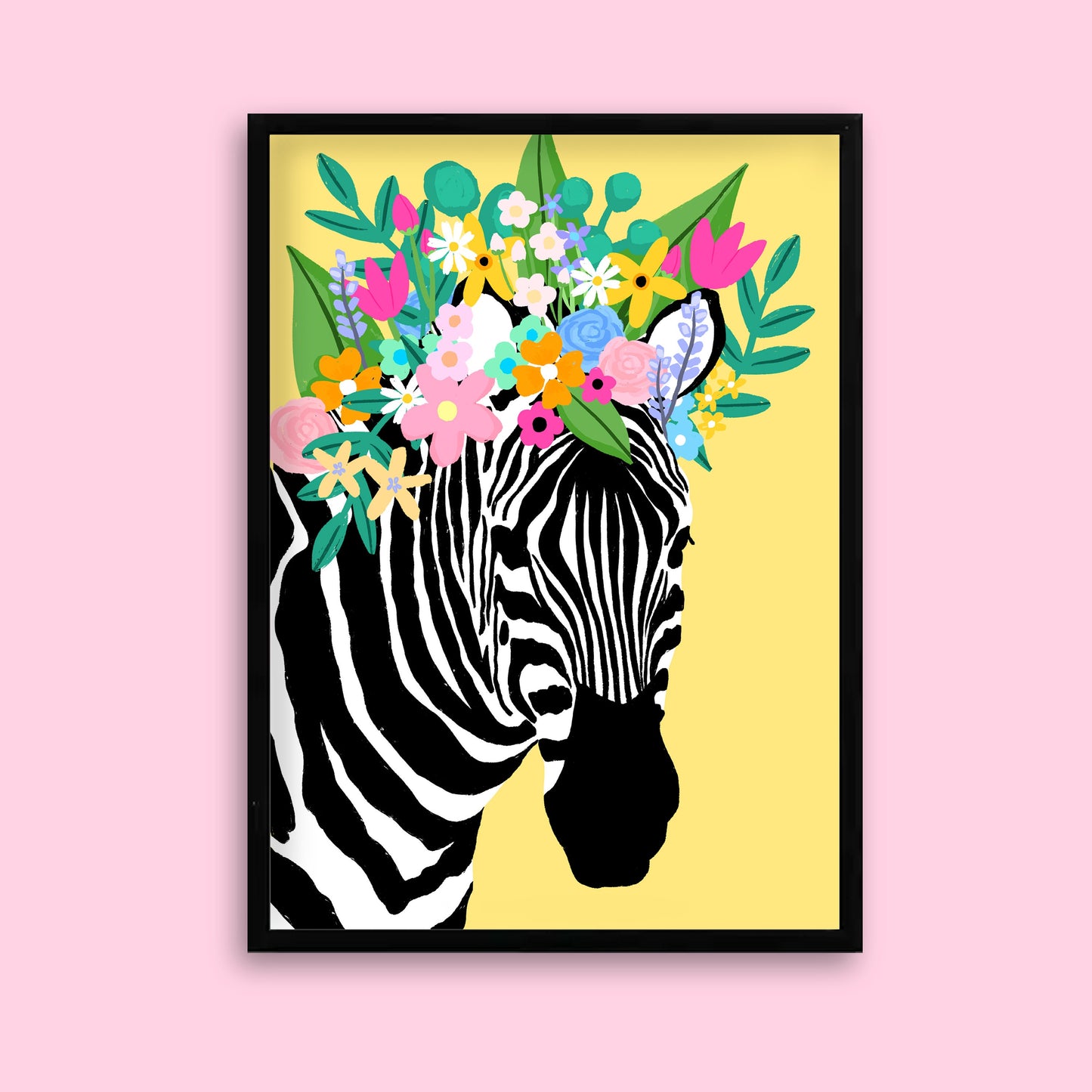 Floral Zebra Crown Yellow Print
