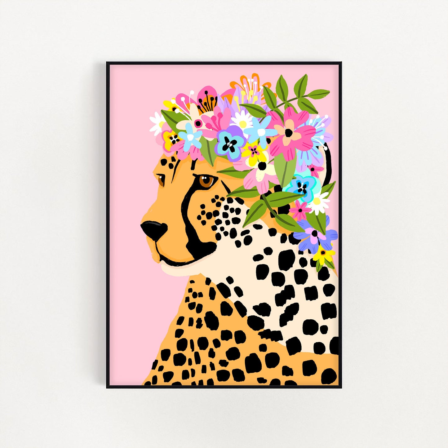 Cheetah Floral Crown Pink Print