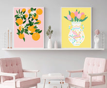Load image into Gallery viewer, Botanical Oranges Pink Print

