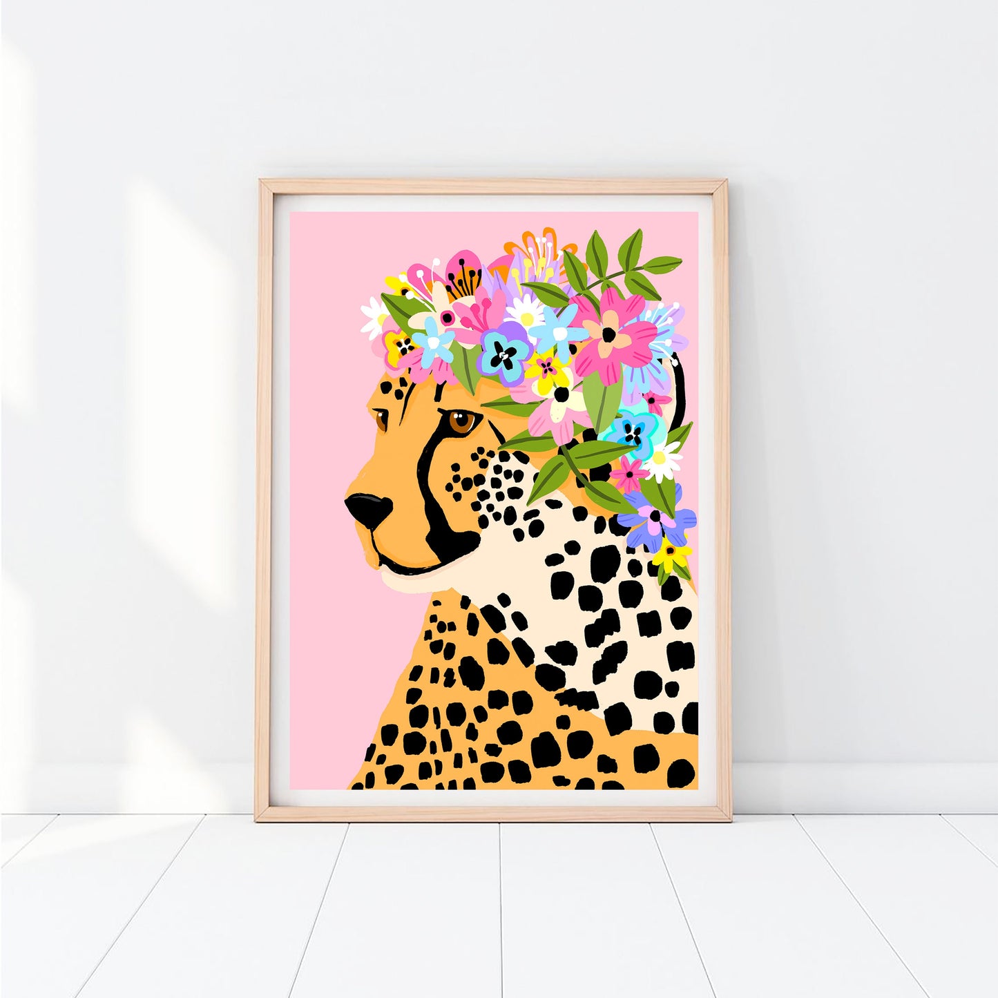 Cheetah Floral Crown Pink Print