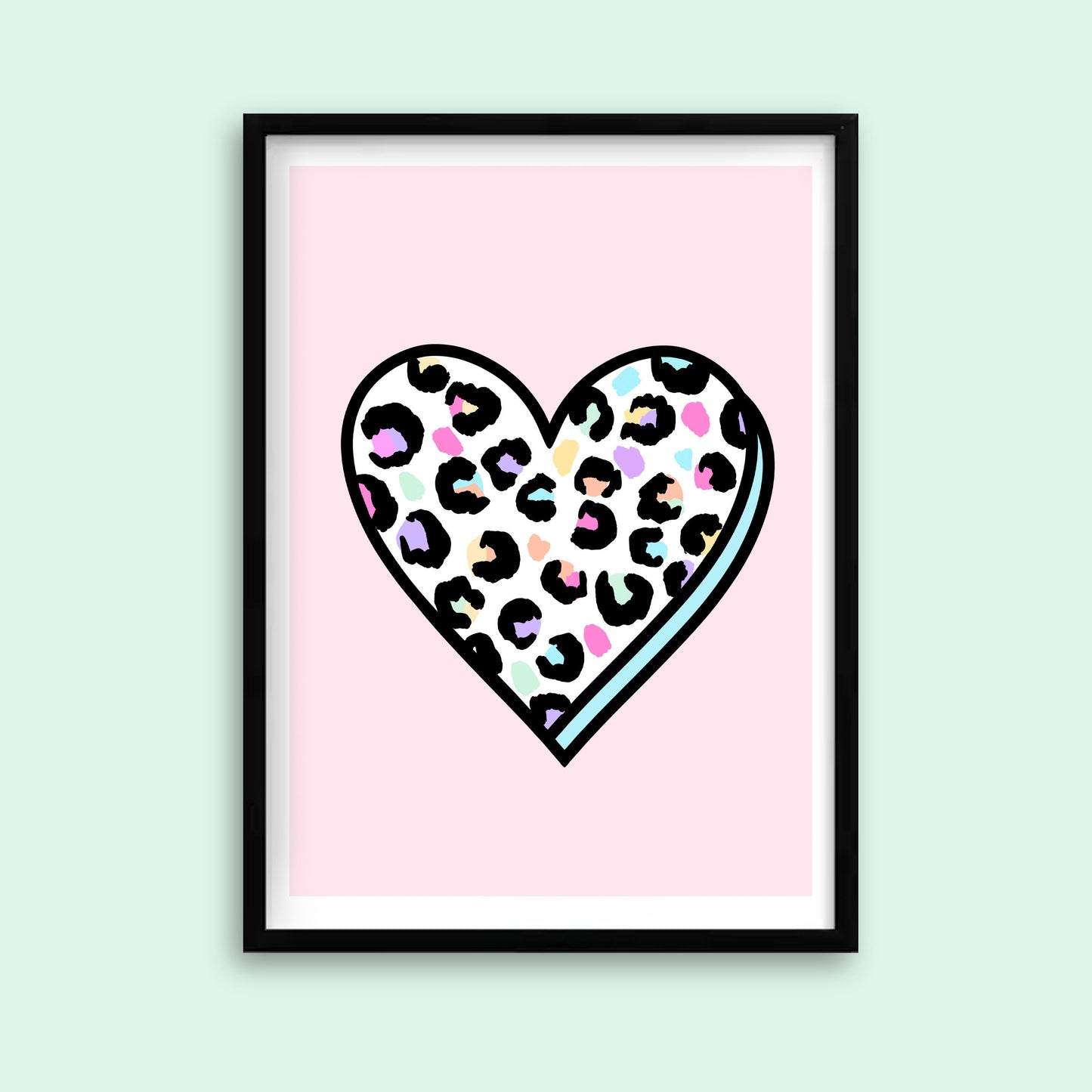 Pink Leopard Heart Print