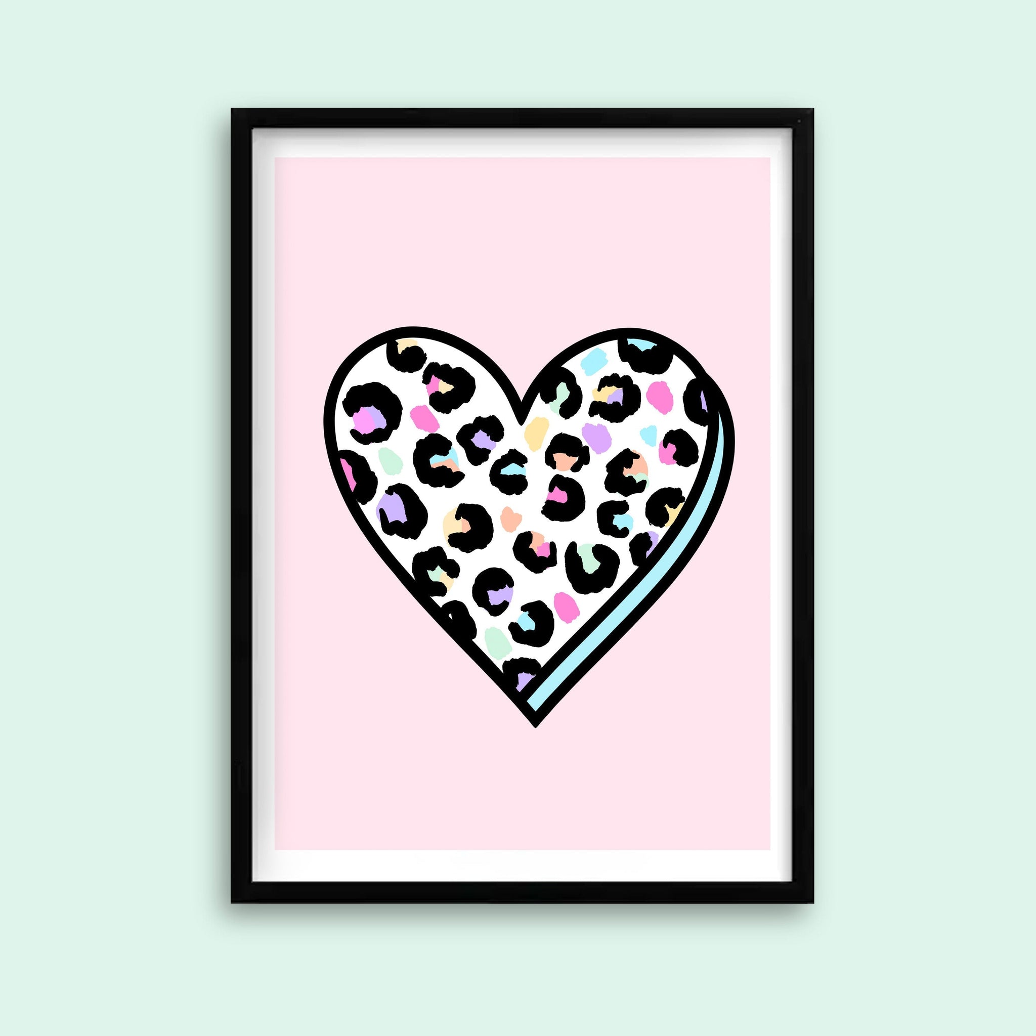 pink leopard print heart
