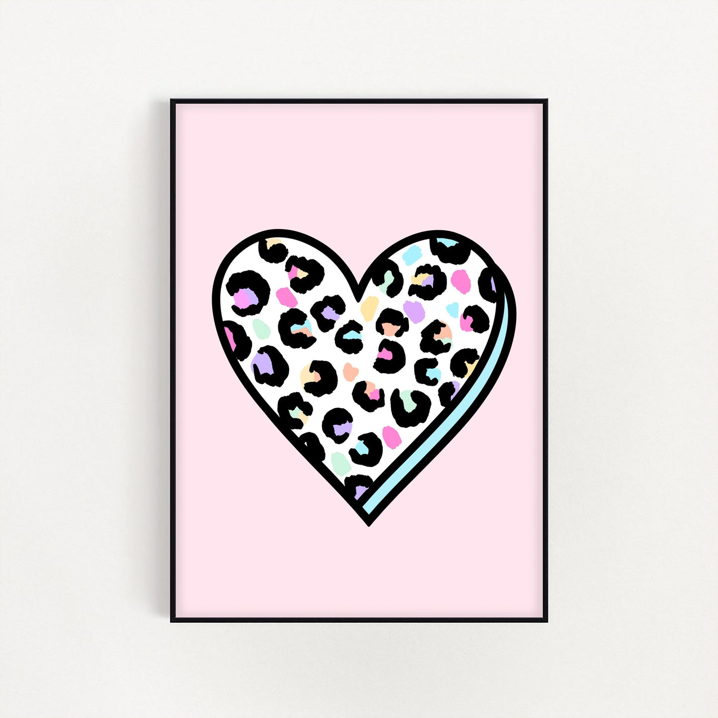 Pink Leopard Heart Print