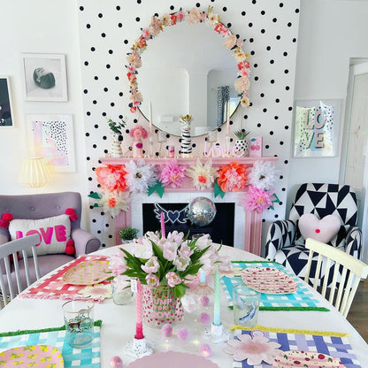 Hello Pastel Rainbow Spots Print