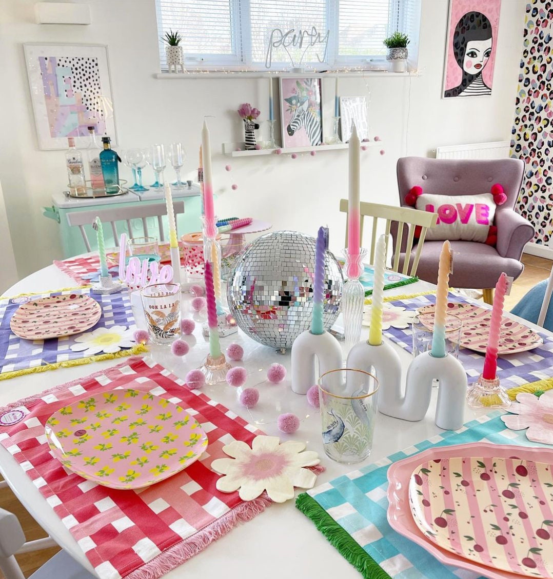 Hello Pastel Rainbow Spots Print