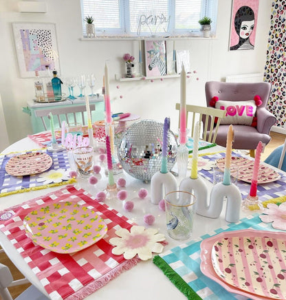 Hello Pastel Rainbow Spots Print