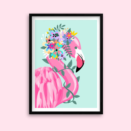 Floral Flamingo Crown Print