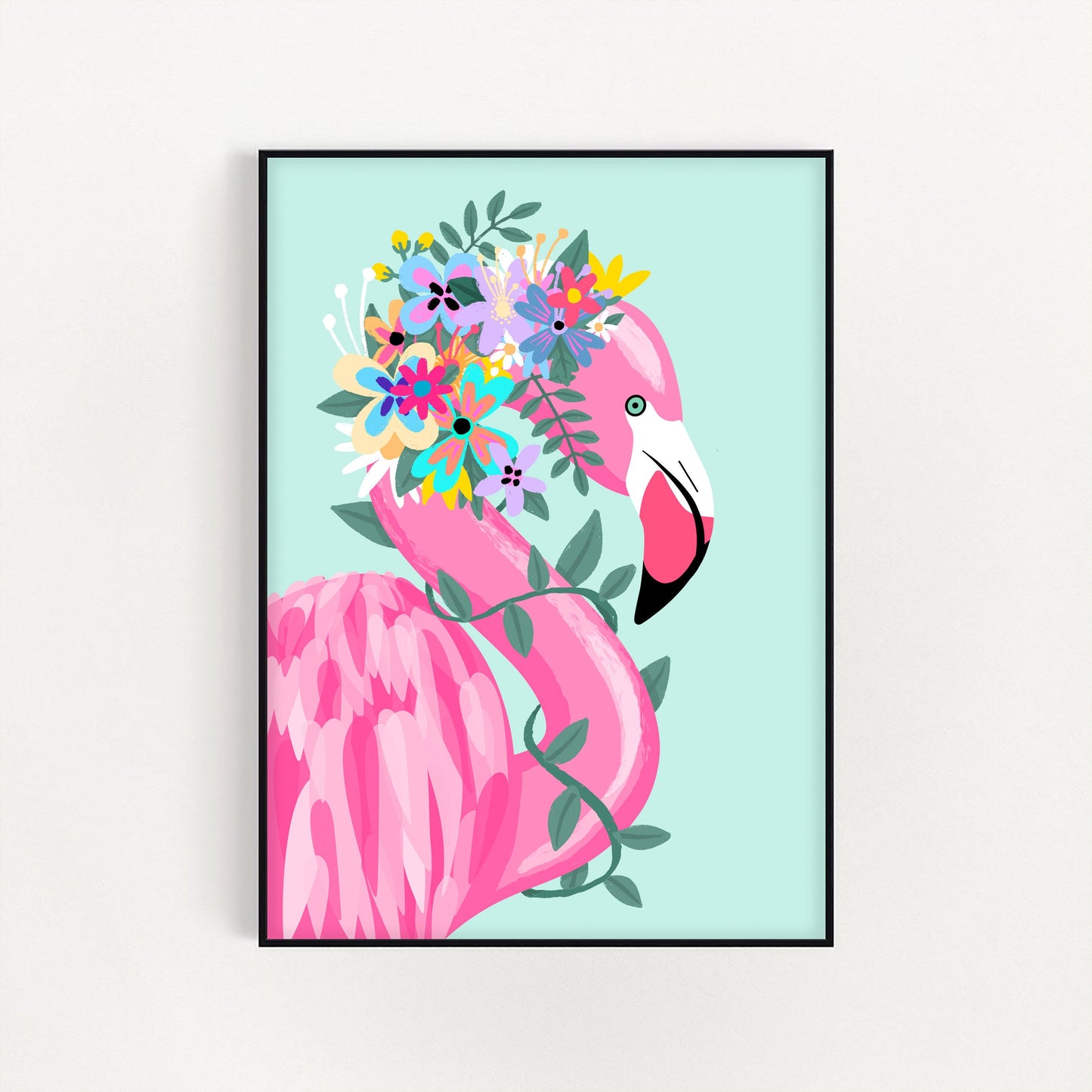 Floral Flamingo Crown Print
